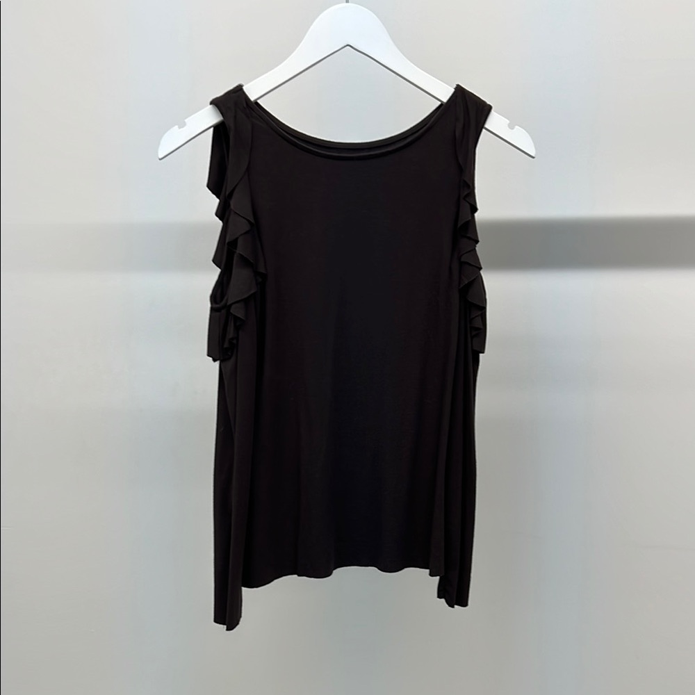 Bailey 44 Brown Ruffle Cold Shoulder Longsleeve